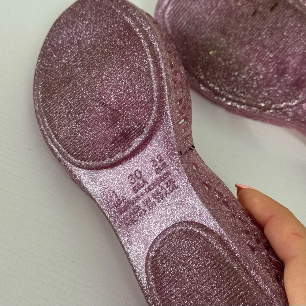 Melissa Girls Pink Glitter Flats, Size 1